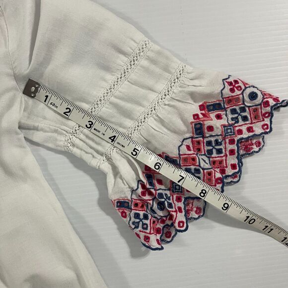 Vineyard Vines White Multi Colored Embroidered Eyelet Shift Cotton Mini Dress 0 - Picture 7 of 8